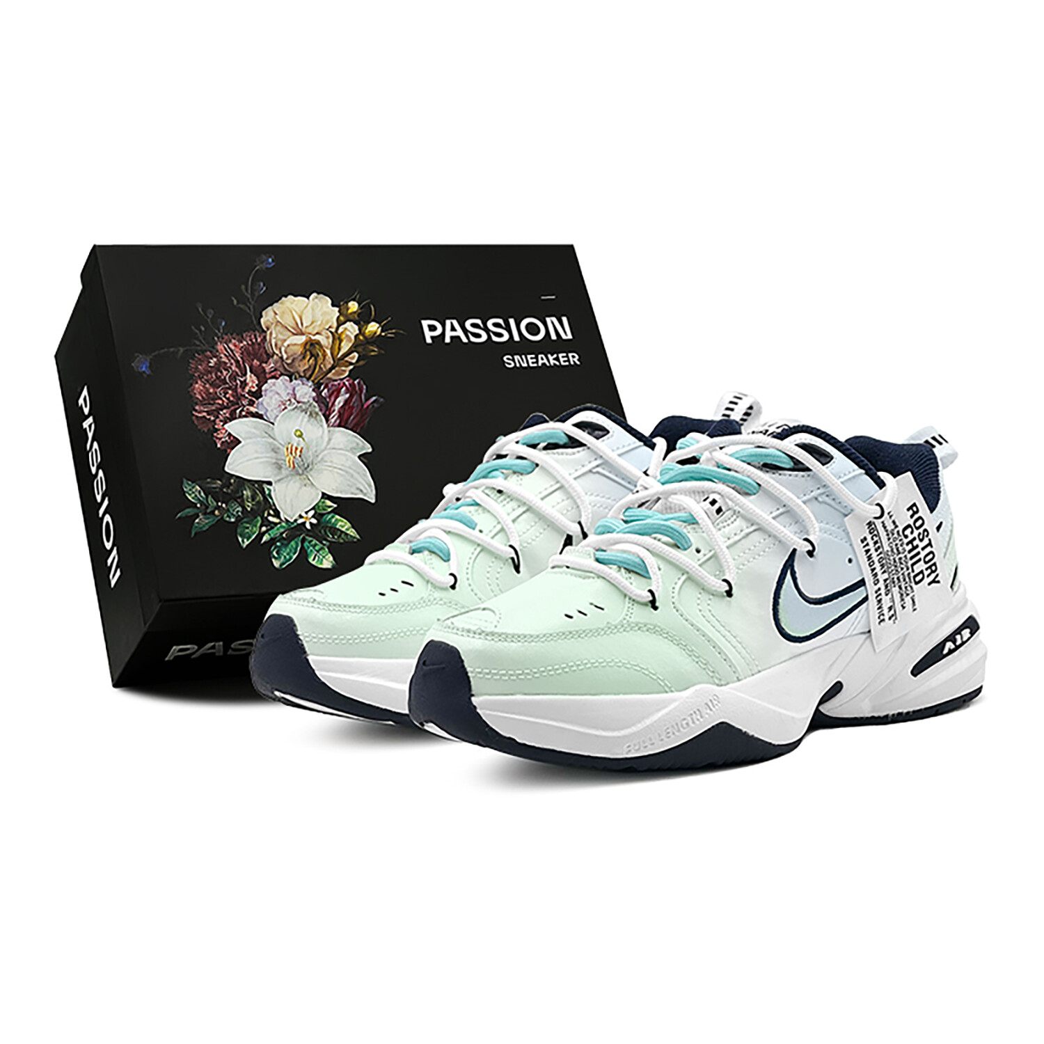 

Кроссовки Nike Air Monarch 4 Chunky Sneakers Unisex Low-top White/Blue/Green, белый/синий/зеленый