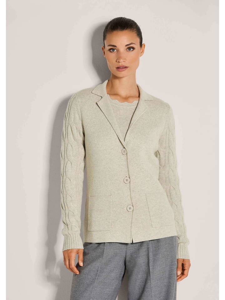 

MADELEINE Элегантный кардиган с отложным воротником серебристо-серого/меланжевого цвета