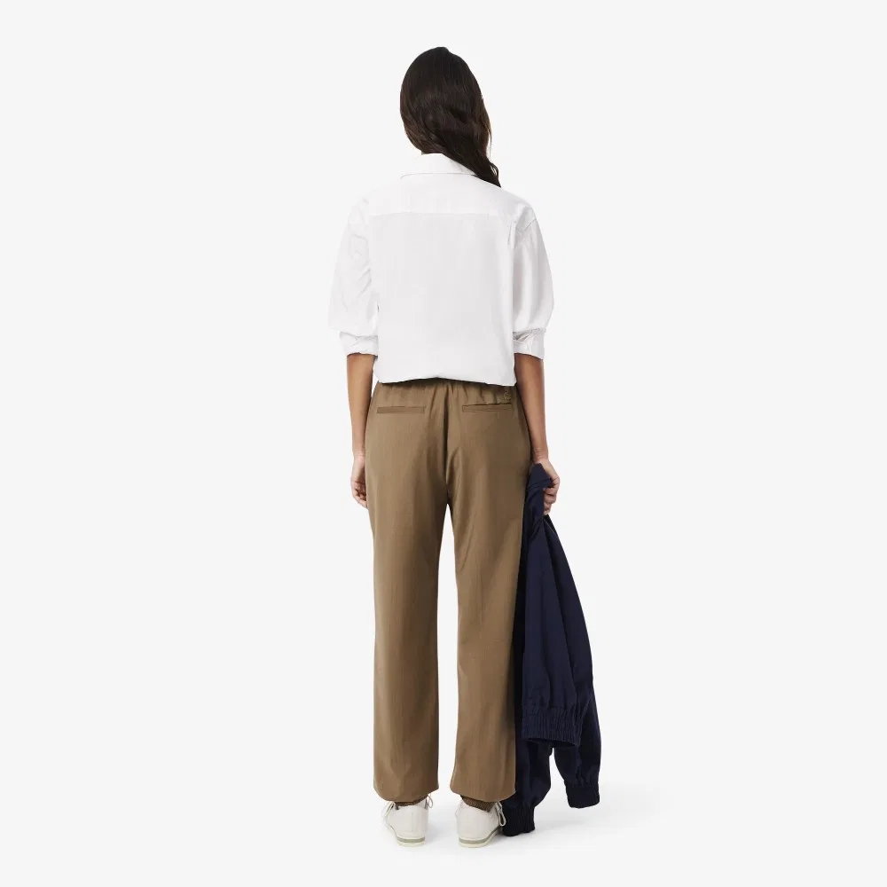Женские шерстяные брюки-трек Lacoste, элегантные, бежевый — фото 3
