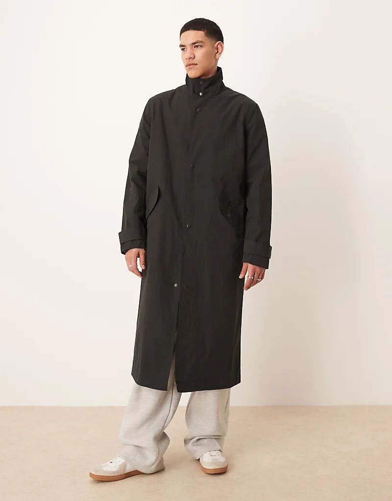 

Тренчкот свободного покроя черного цвета ASOS DESIGN