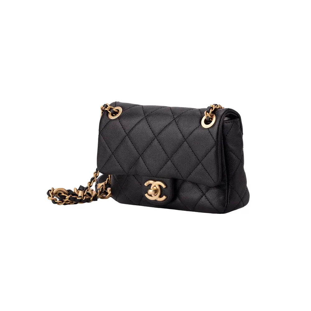 CHANEL Мини-сумка через плечо из телячьей кожи, унисекс черная — фото 4
