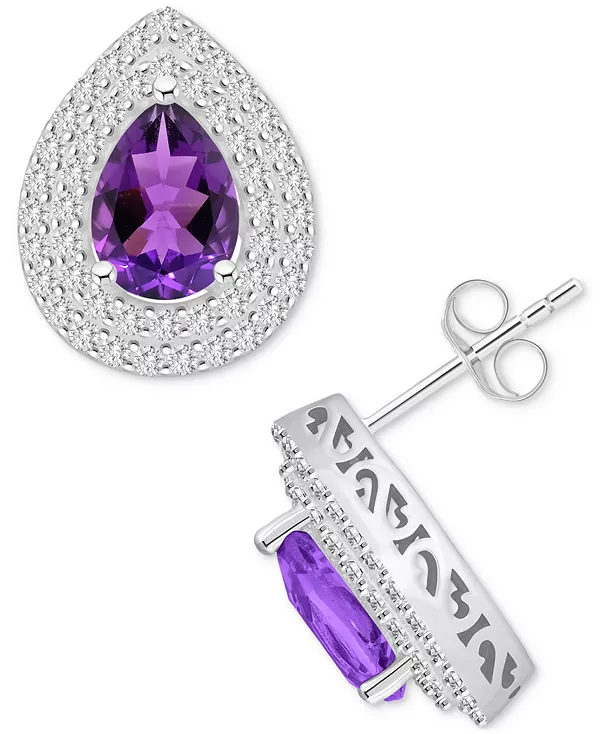 

Серьги-Гвоздики в форме груши с родолитовым гранатом (2,5 карата, tw) и белым топазом (7,8 карата, tw) из стерлингового серебра (также с цитрином, перидотом, аметистом и голубым топазом) Macy'S, amethyst