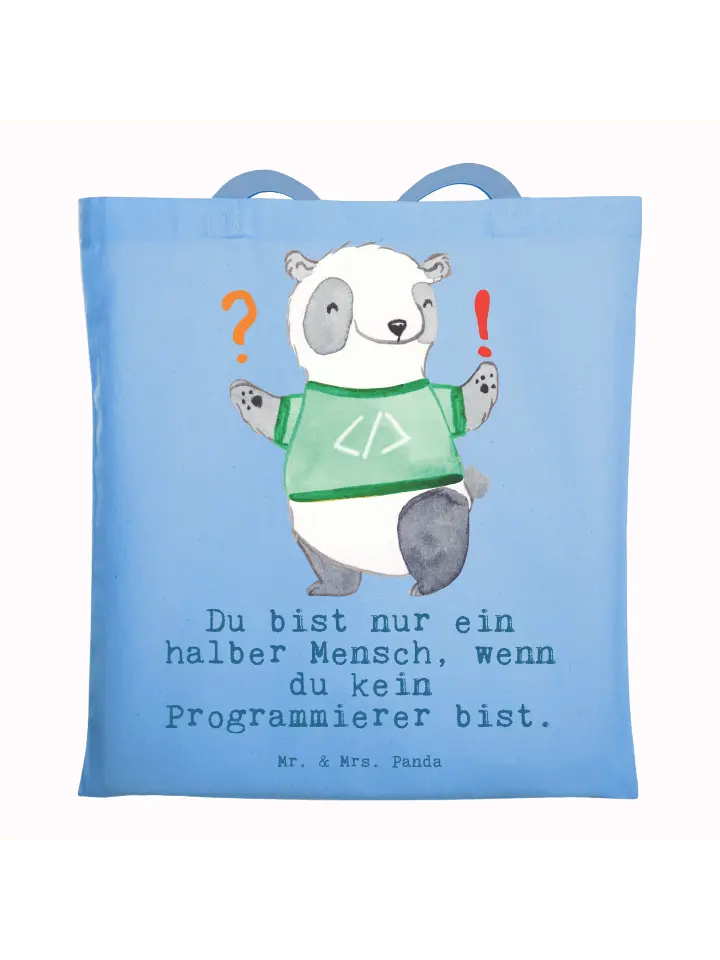 

Сумка для переноски Mr & Mrs Panda Programmierer Herz, небесно-синий