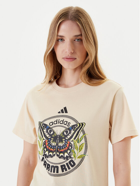 Футболка regular fit FARM Graphic JL8614 Adidas, бежевый — фото 4