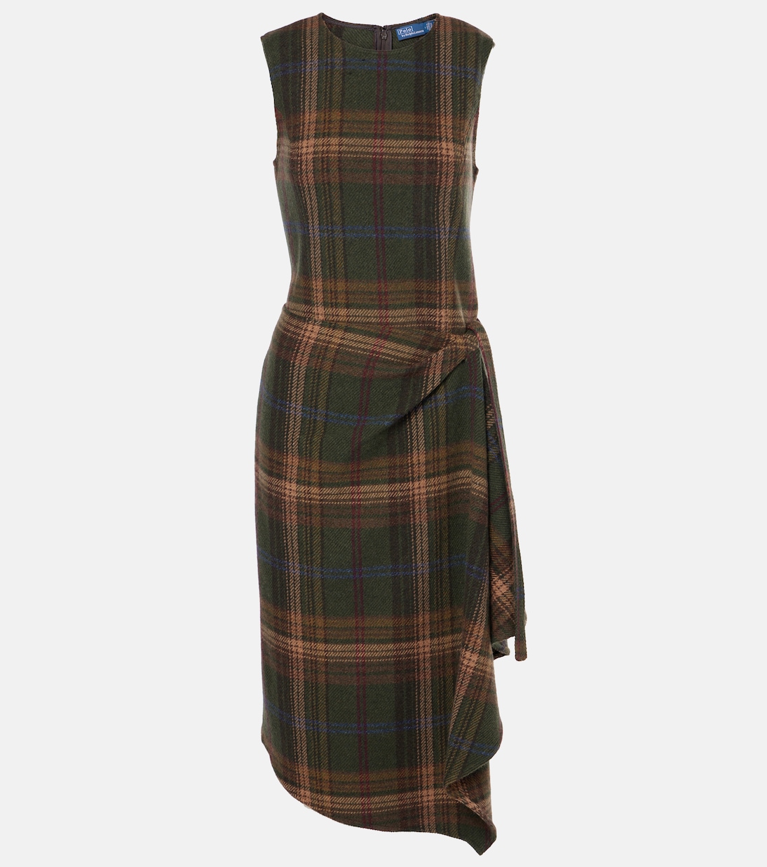 

Пледовое платье миди из смесовой шерсти Polo Ralph Lauren, Green Multi Plaid