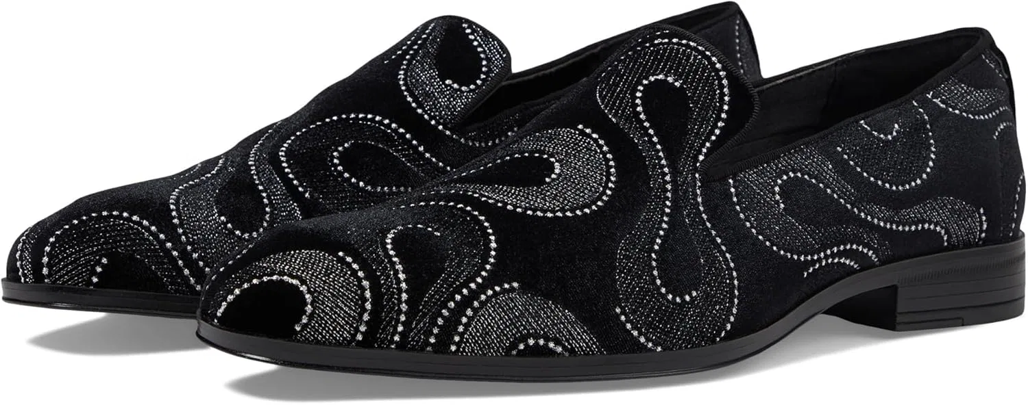 Лоферы мужские с вышивкой Stacy Adams, Black/Silver