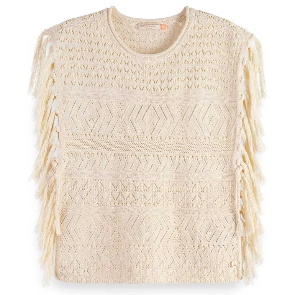 

Футболка Scotch & Soda Pointelle Stitch With Fringing, бежевый
