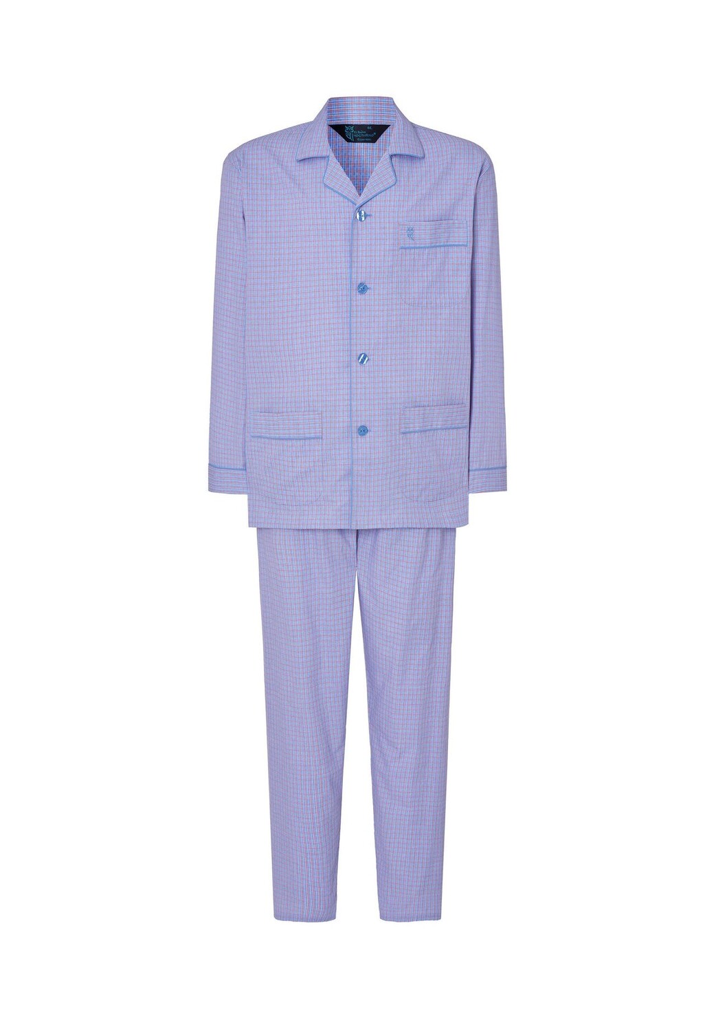 

Мужские пижамы из поплина с длинным лацканами в клетку, синие El Búho NOCTURNO, синий