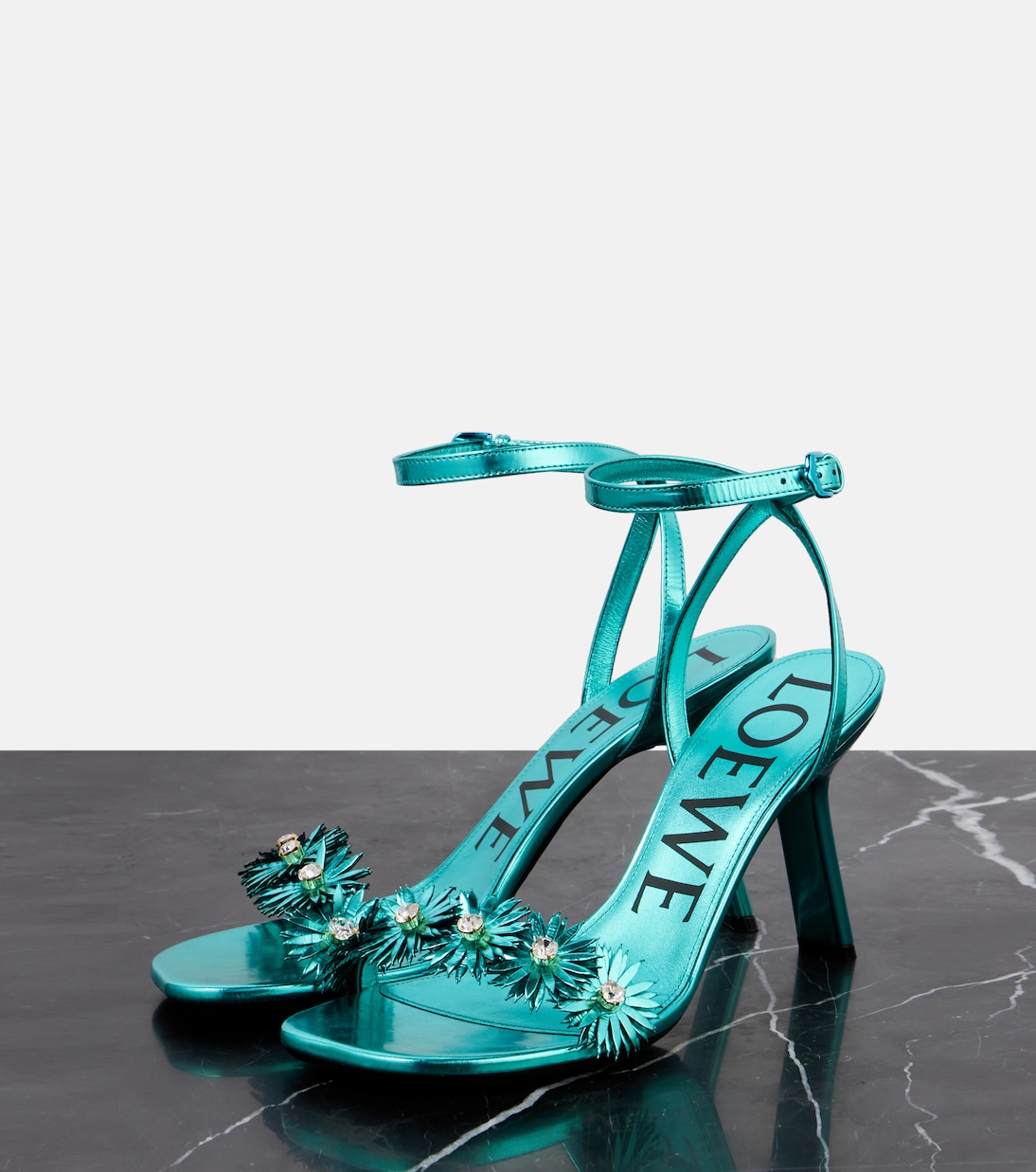 Сандалии из кожи Paula's Ibiza Petal Flower Loewe, Turquoise — фото 4