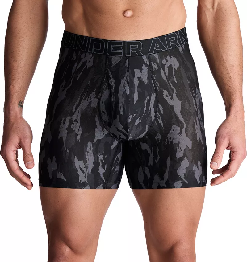

Мужские трусы-боксеры Under Armour Performance Tech Mesh шириной 6 дюймов с принтом — 3 шт, цвет Castlerock