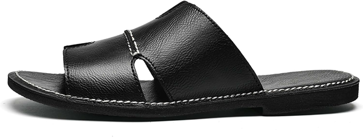 

Унисекс кожаные сандалии-тапочки Vtiao, мужские модные повседневные сандалии-тапочки, женские кожаные сандалии-тапочки для дома и улицы, мягкие и дышащие, противоскользящие и износостойкие, долговечные, черный