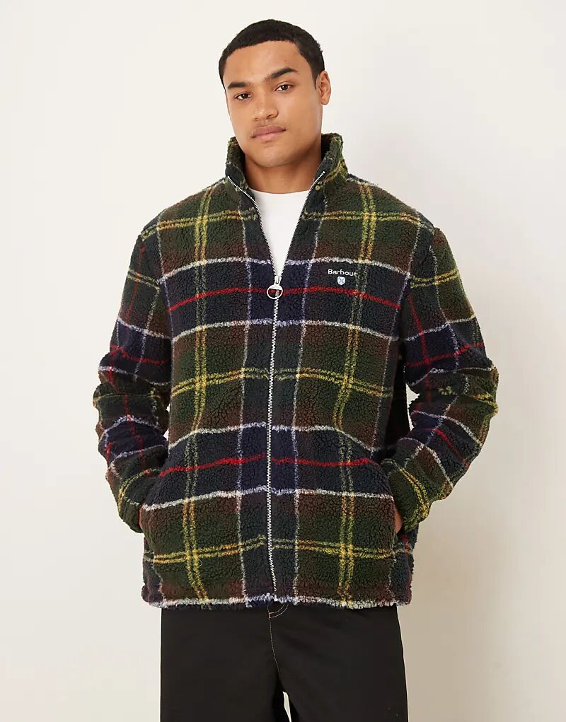 

Флисовая кофта Barbour Tartan с застежкой-молнией в классическую клетку — DGREEN