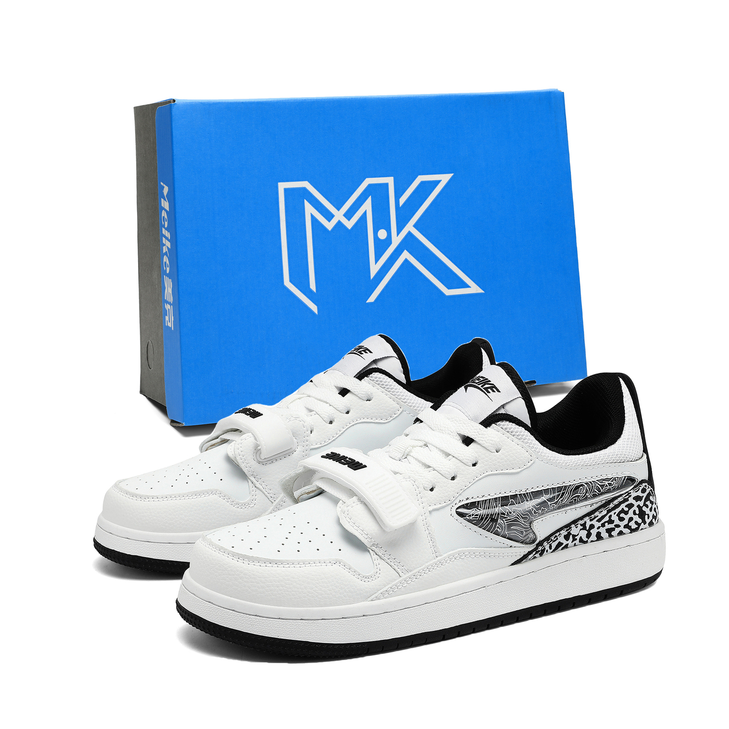 

MEIKE Кроссовки для скейтбординга унисекс с защитой от истирания, легкие, дышащие, нескользящие, низкие, бело-черные (в коробке), цвет White Black (Box Included)