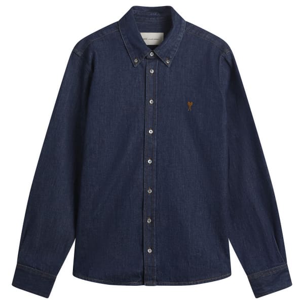 

Джинсовая рубашка ami de coeur с контрастным принтом Ami Paris, индиго