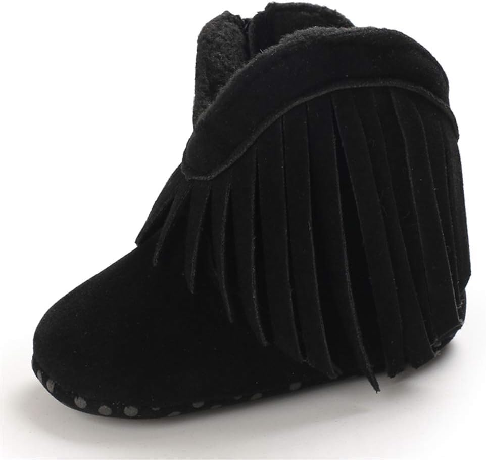 

Детские сапожки Timatego для девочек в ковбойском стиле с кисточками, боковой молнией, нескользящие, для младенцев и малышей, первые шаги, теплые зимние ботиночки для кроватки, 3-18 месяцев, 02 Black