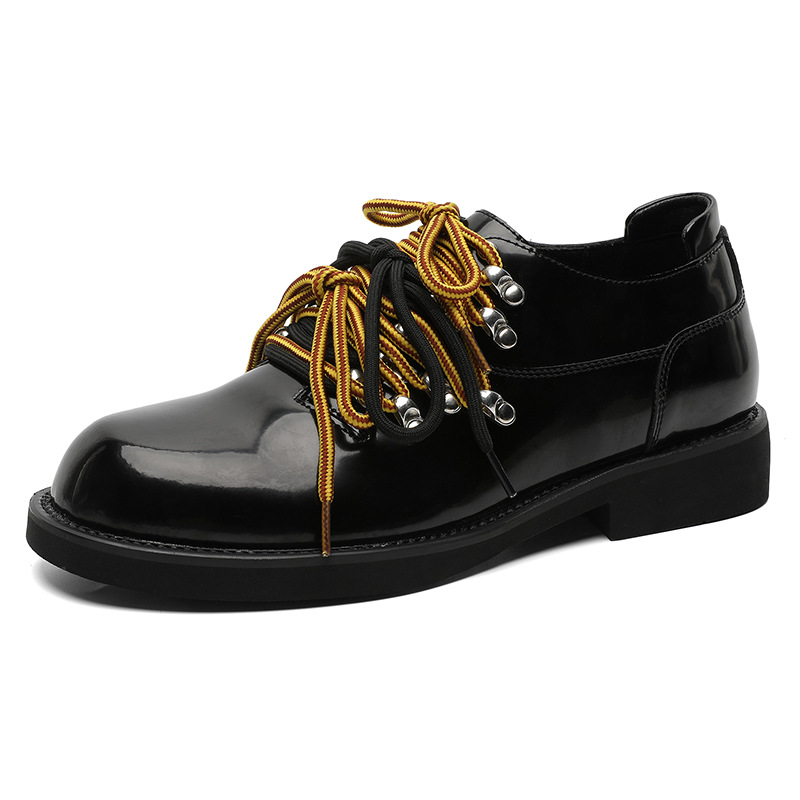 

WEISHIBANGWEI Повседневные кожаные туфли мужские черные с потайным клином, цвет Black Hidden Wedge