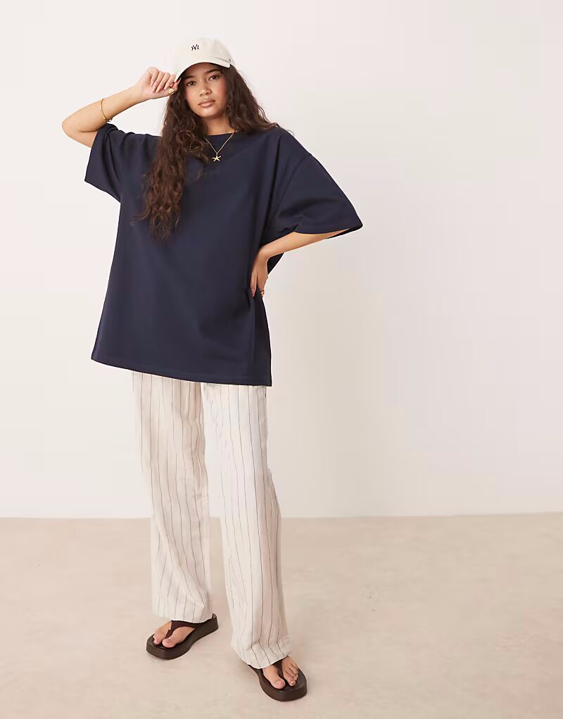 

Длинная футболка свободного кроя ASOS DESIGN темно-синего цвета