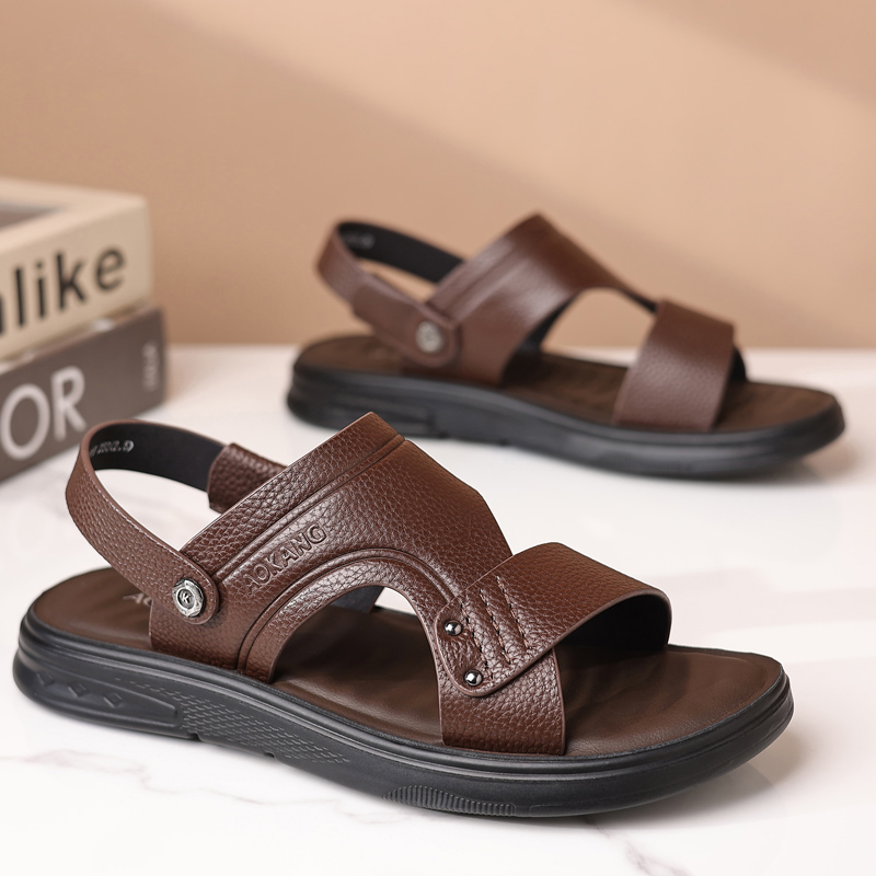 AOKANG Мужские пляжные сандалии коричневые, цвет Brown — фото 4