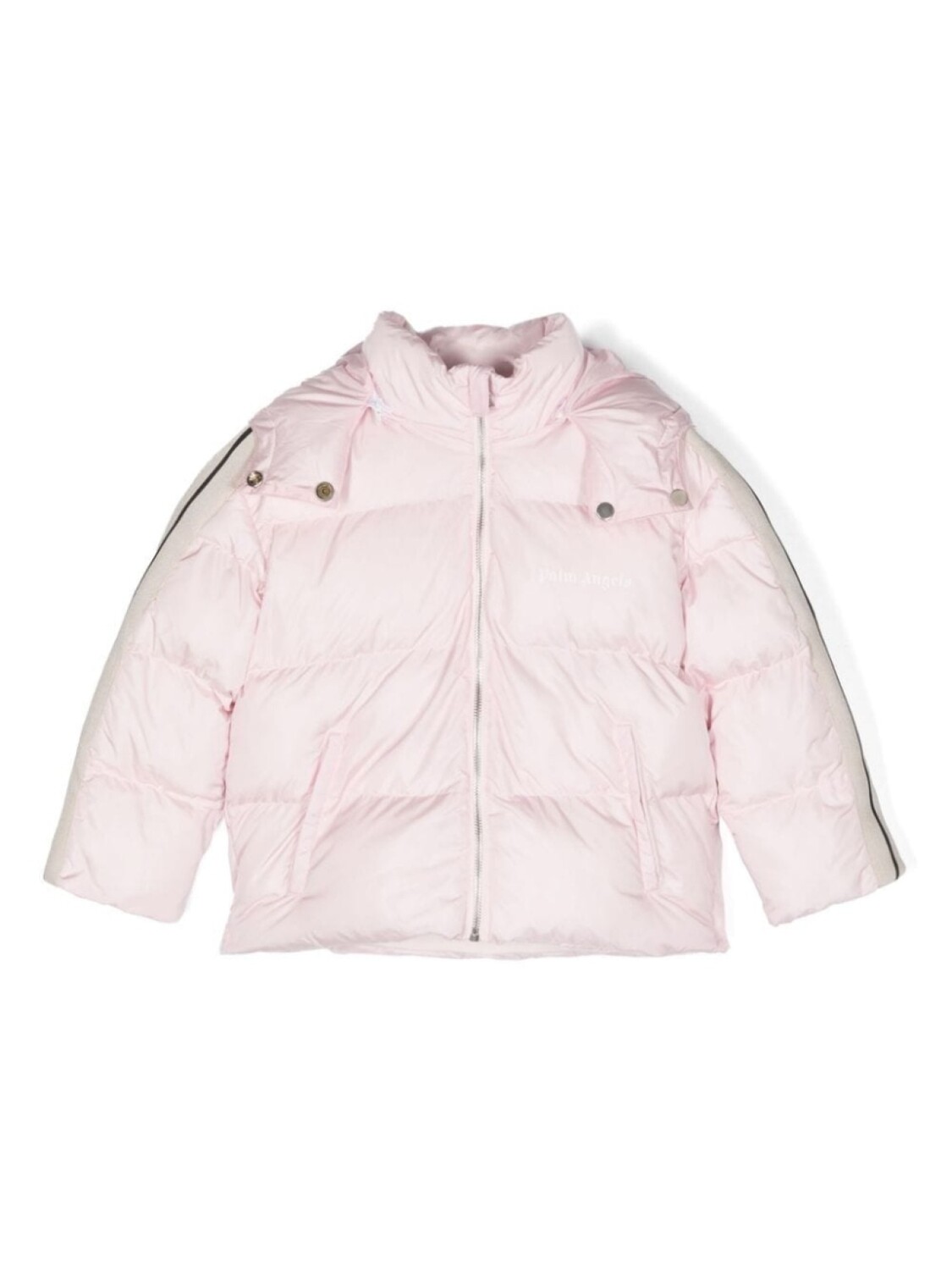 

Palm Angels Kids стеганая куртка с капюшоном и логотипом, розовый