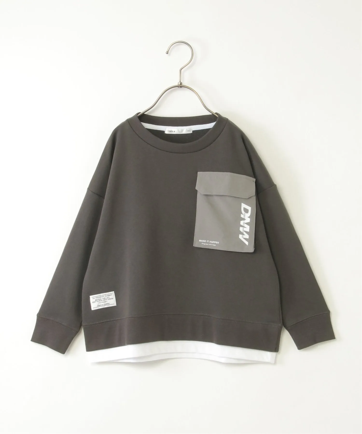 Детский свитер с большим лого-карманом ikka BIG POCKET LOGO LAYER темно-серый