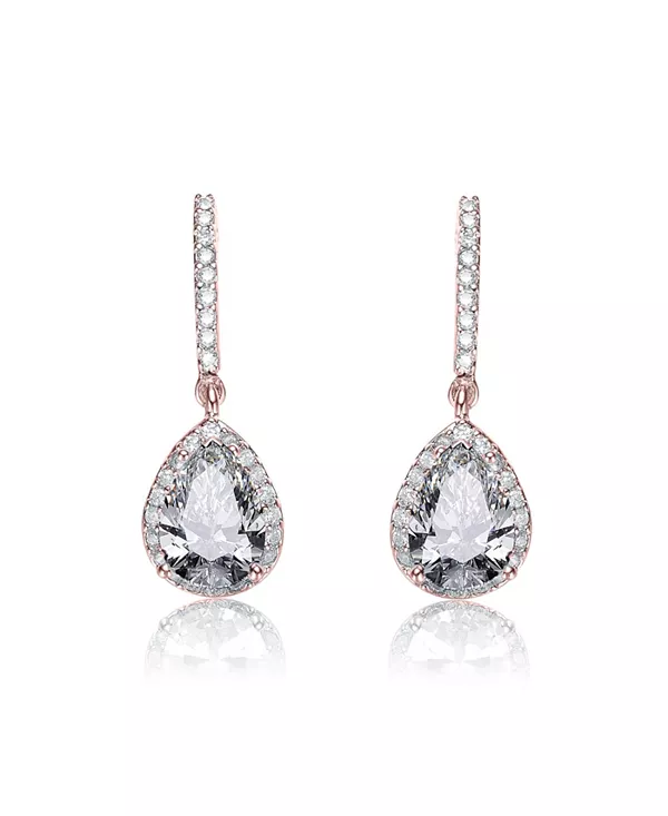 

Серьги-Капли из стерлингового серебра с покрытием из белого золота и кубическими циркониями Genevive, pink