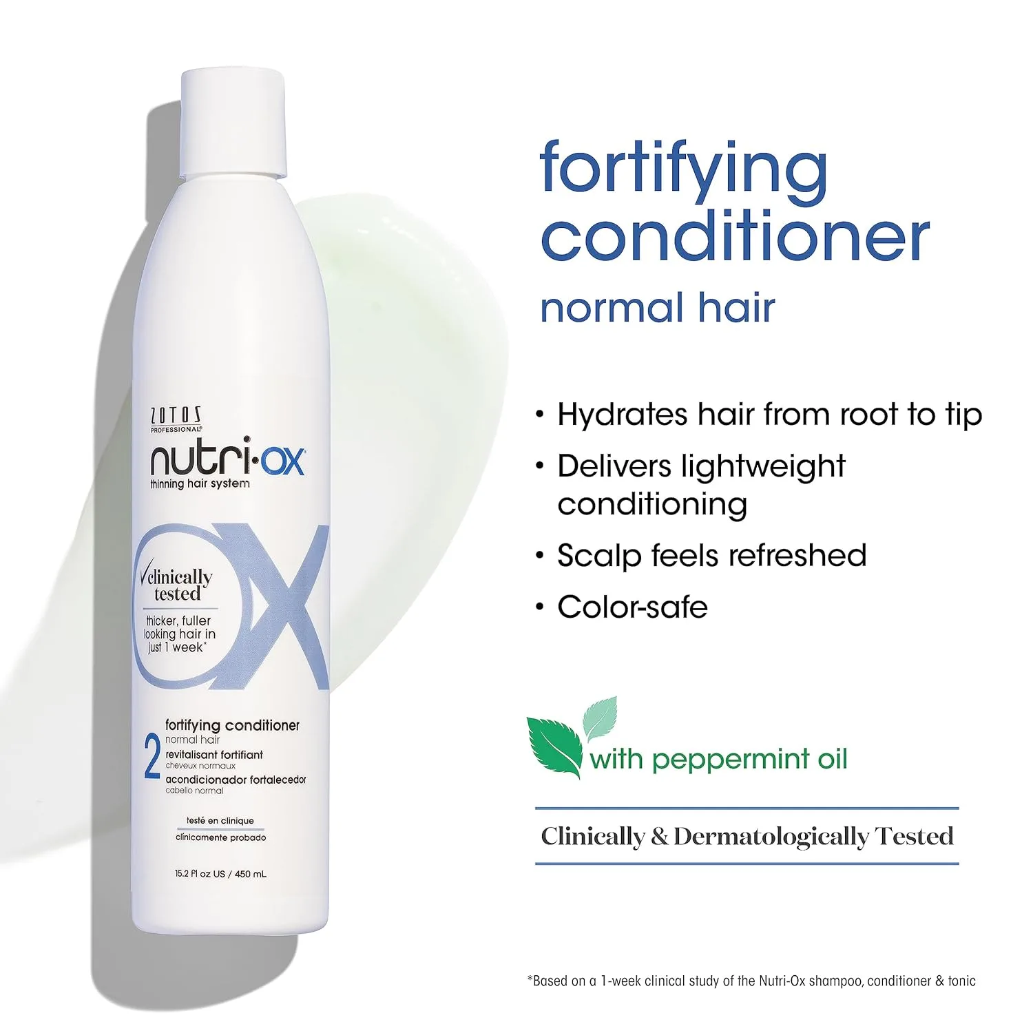 Мягкий шампунь NUTRI-OX для нормальных и тонких волос | Придает волосам густоту и объем | Клинически и дерматологически протестировано | Мята перечная | Подходит для окрашенных волос 1000 мл (3-этапная система) — фото 3