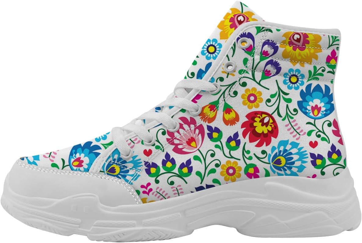 

Женские высокие кеды с цветочным принтом, кружевные кроссовки на платформе из текстиля, подарки для нее Generic, мультиколор