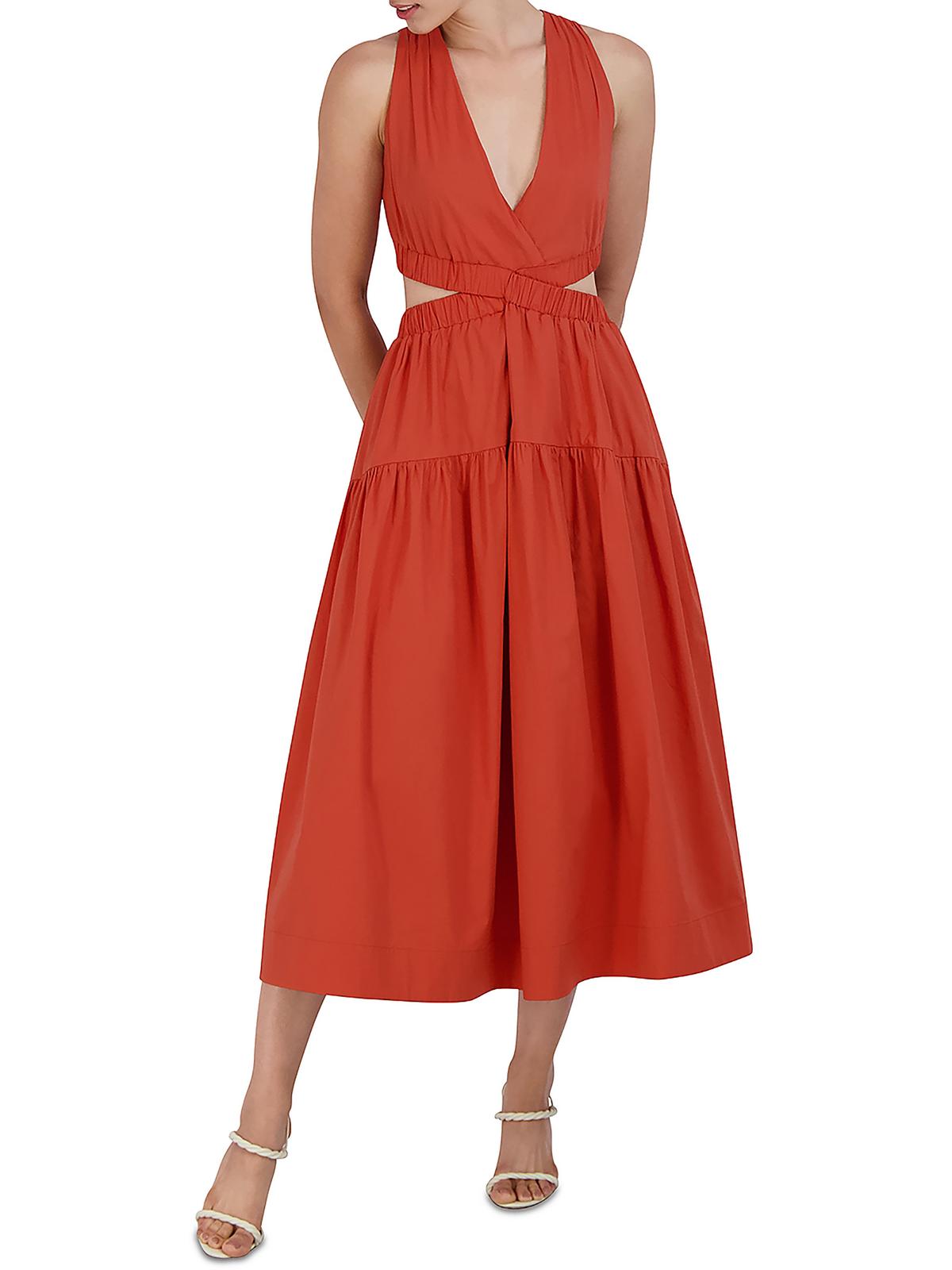 

Женское платье миди без рукавов с вырезом BCBGMAXAZRIA, цвет autumn