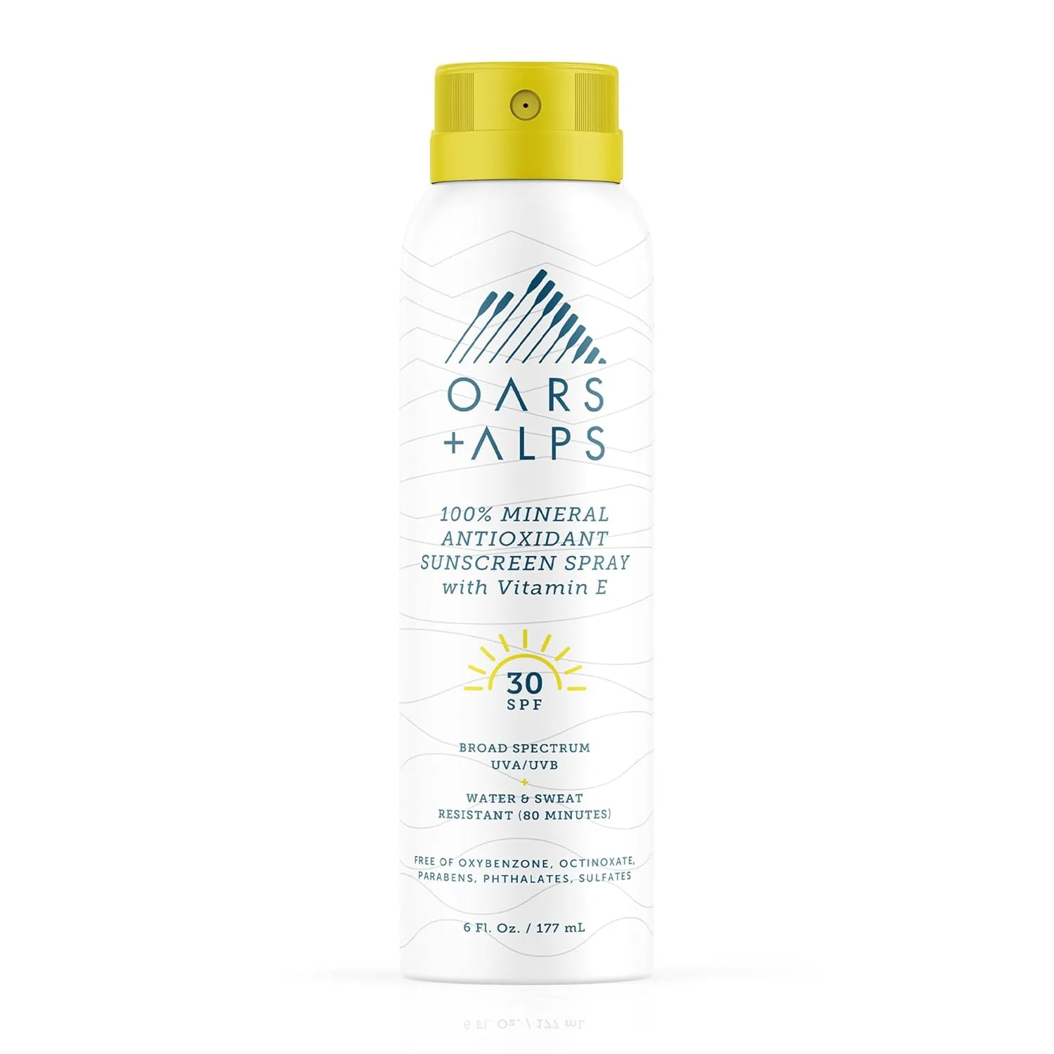 Минеральный солнцезащитный спрей Oars + Alps SPF для лица и тела, обогащенный витамином Е и антиоксидантами, водо- и потоустойчивый, подходит для всех типов кожи, легкий, увлажняющий. 177 мл (1 шт.), Clear
