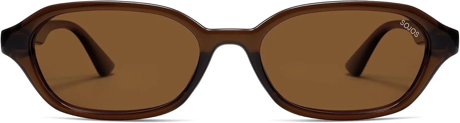 

Солнцезащитные очки SOJOS Retro Rectangle Polarized для женщин и мужчин, модные шестиугольные узкие, стильные, в духе Y2K, модель SJ2629, Dark Brown/Brown