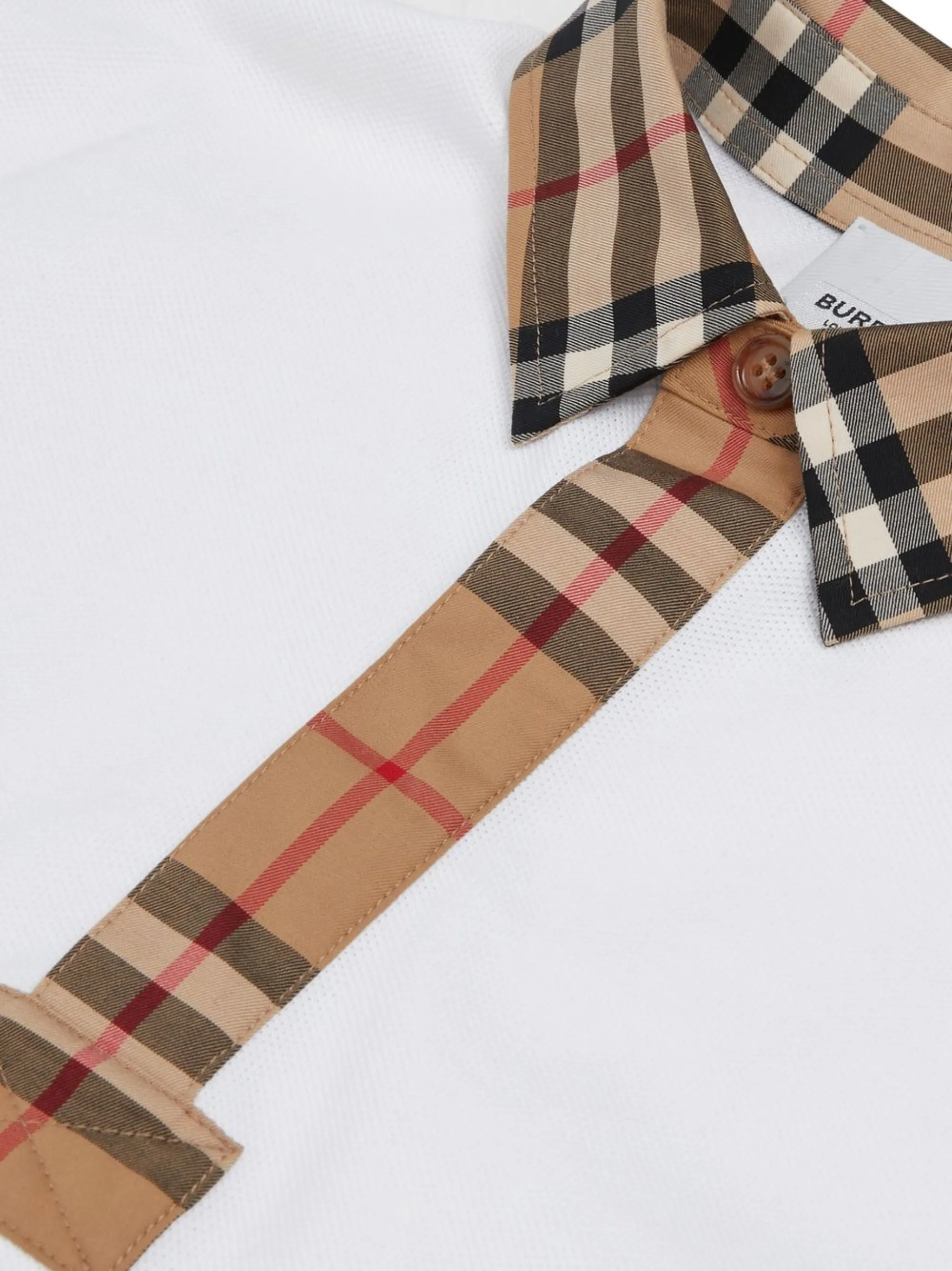 Рубашка поло с отделкой Vintage Check Burberry Kids, белый — фото 3