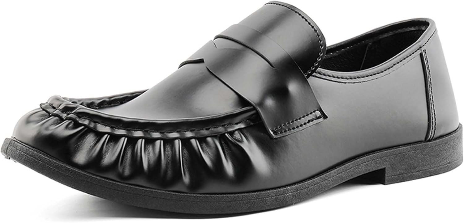 

Мужские повседневные лоферы, модные складчатые слипоны для делового стиля, противоскользящие и легкие обувь и ходьбы, подходят для свадеб, встреч и офиса Generic, черный