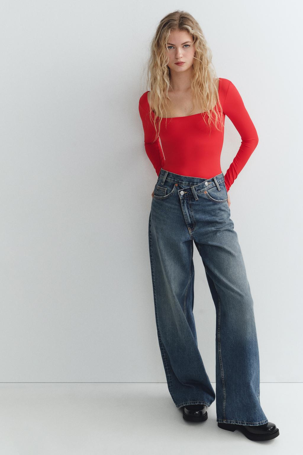 

Боди из полиамида с квадратным вырезом ZARA, цвет Bright red