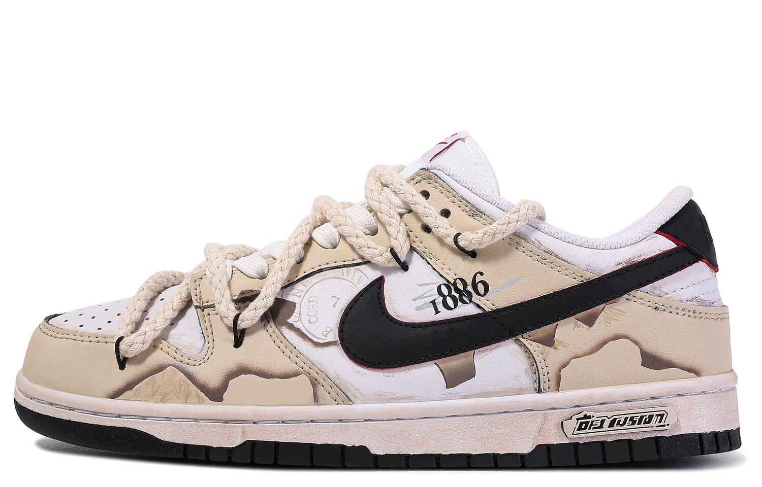 

Кроссовки Nike Dunk Skateboarding Shoes Men Low-top Brown/White, цвет Linen