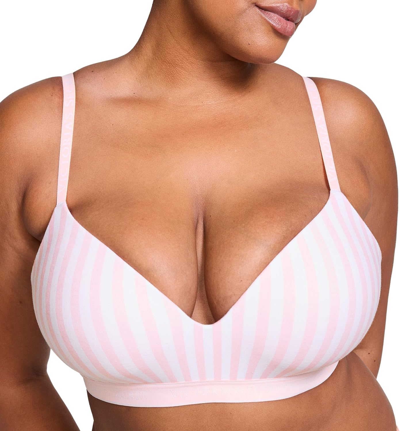 

Бюстгальтер Victoria's Women's Lightly Lined Wireless T-Shirt, без косточек, с легкой подкладкой (размеры 32A-38DDD) Victoria's Secret, Pink Stripes