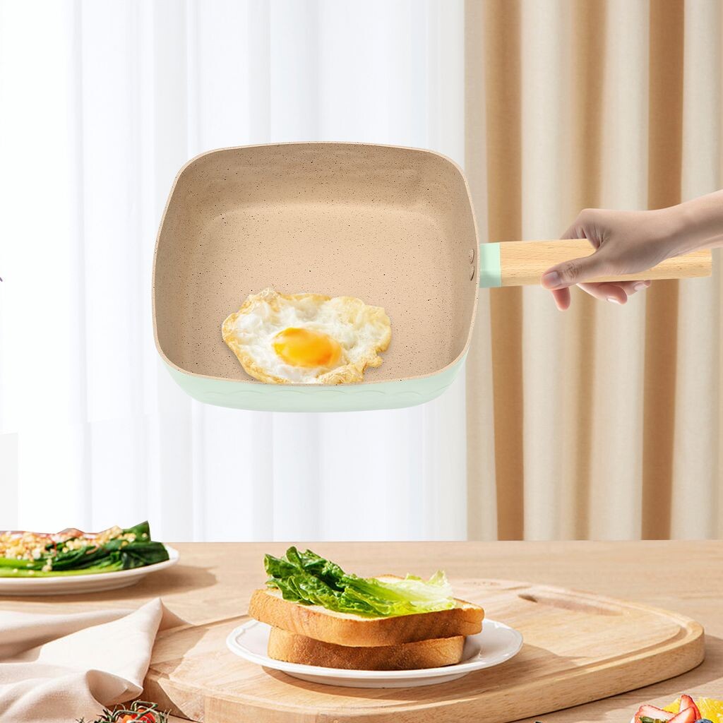 

Сковорода, глубокая квадратная сковорода, 18 x 18 x 6,5 см, сковорода с антипригарным покрытием, зеленая GreatDEshop2021, зеленый