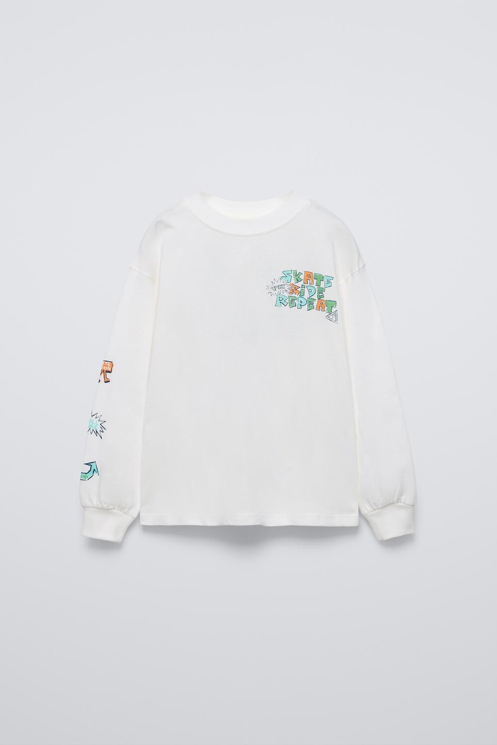 

Футболка с принтом слогана ZARA, экрю