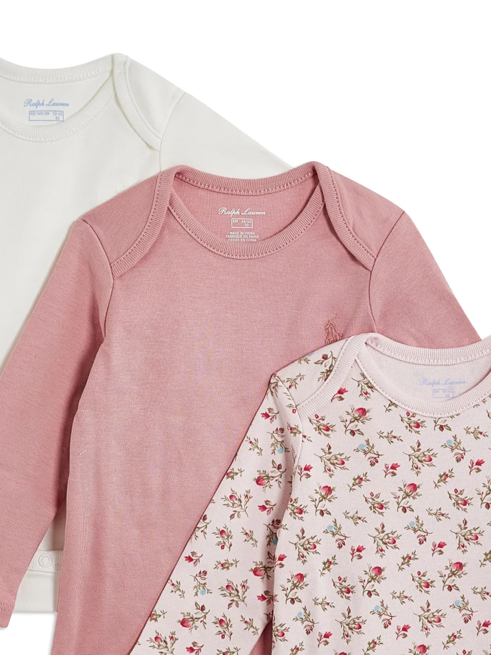 Комплект для новорожденного с круглым вырезом Polo Ralph Lauren Kids, розовый — фото 3