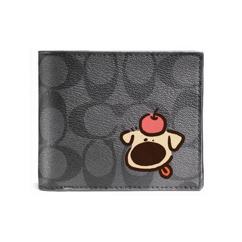 

COACH Кожаный кошелек 3 в 1 для мужчин черный, Apple Puppy