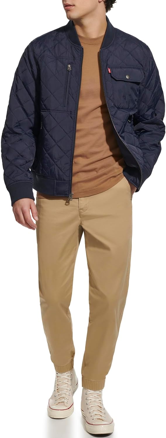Мужская куртка-бомбер Levi's с ромбовидной стежкой, Navy Dry Touch Nylon — фото 4