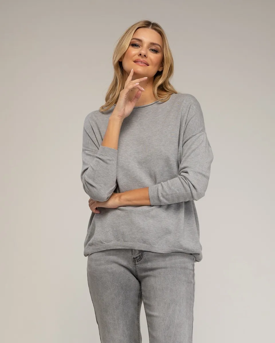 

Женский трикотажный свитер с круглым вырезом Tantra, серый