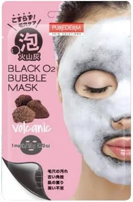 Маска для лица Purederm — Пленка черная с вулканическим пеплом Black O2 Bubble Mask, + BB- Pieras Premium, 20 г — фото 2