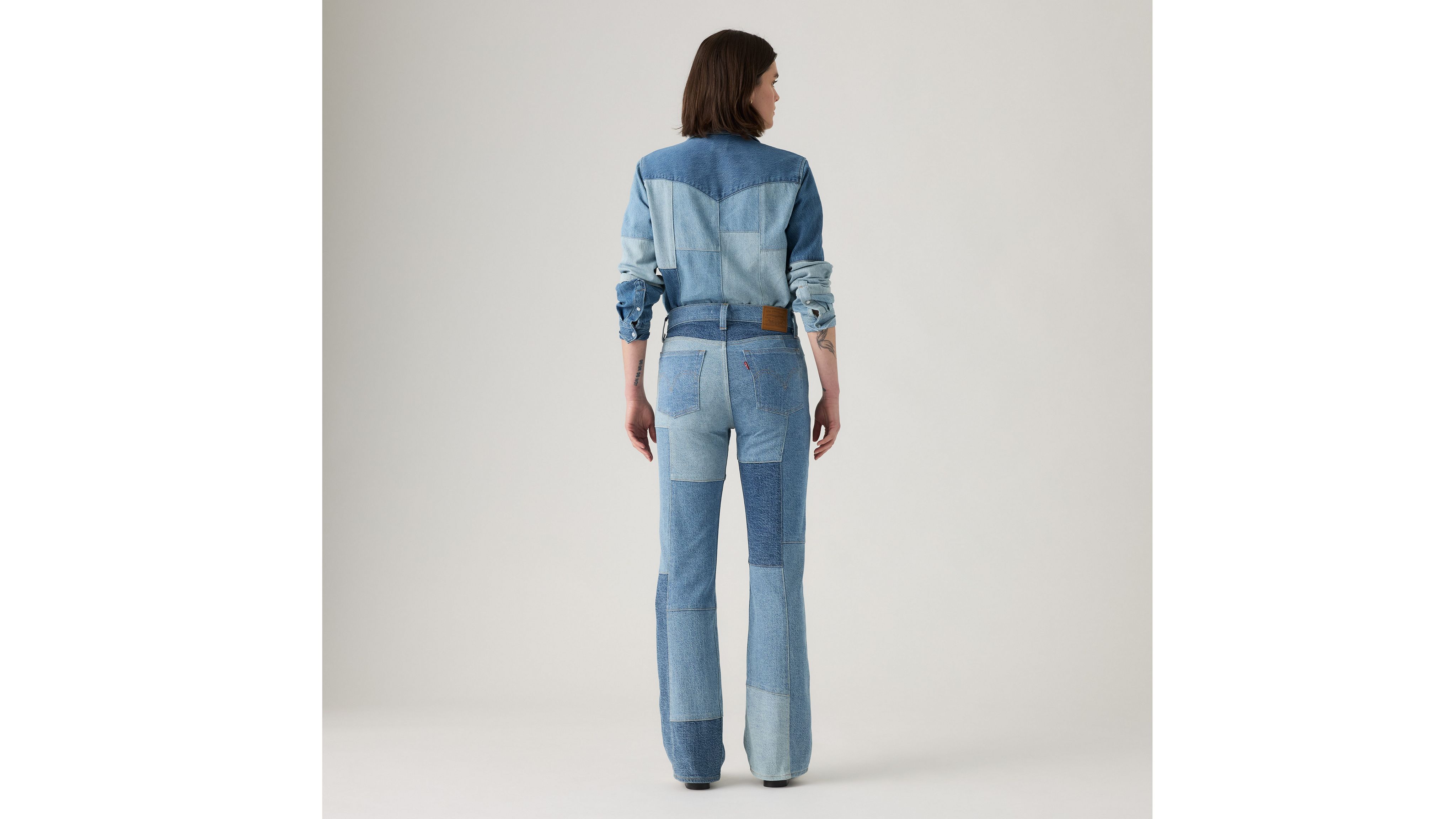 Женские джинсы Wedgie Bootcut в стиле пэчворк Levi's, Denim On Denim - Multi-Color — фото 3