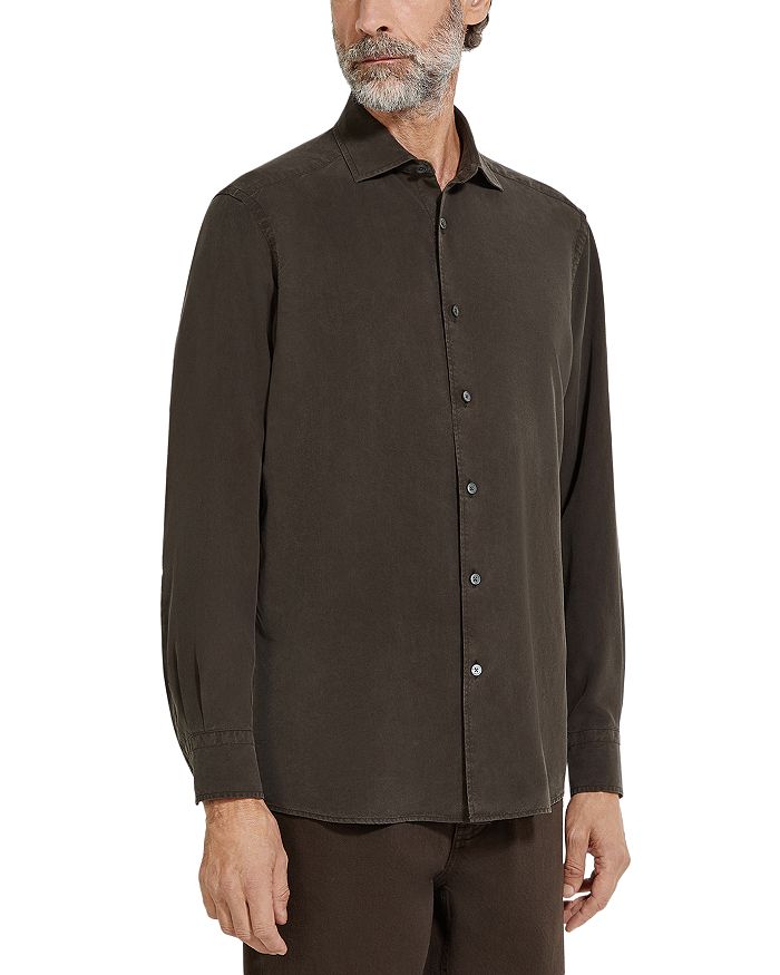 

Шелковая рубашка с длинным рукавом ZEGNA, коричневый