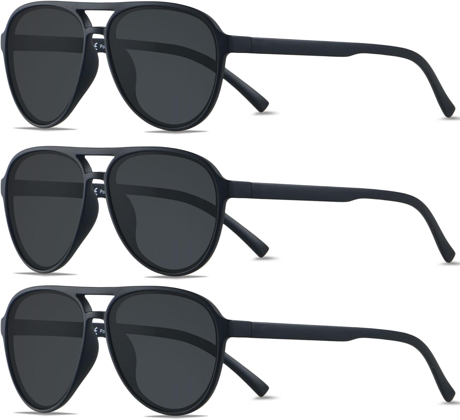 

Солнцезащитные очки-авиаторы ANDWOOD в стиле ретро с поляризацией для женщин и мужчин, классические, винтажные, квадратные, в стиле 70-х, (3pack) Black + Black + Black