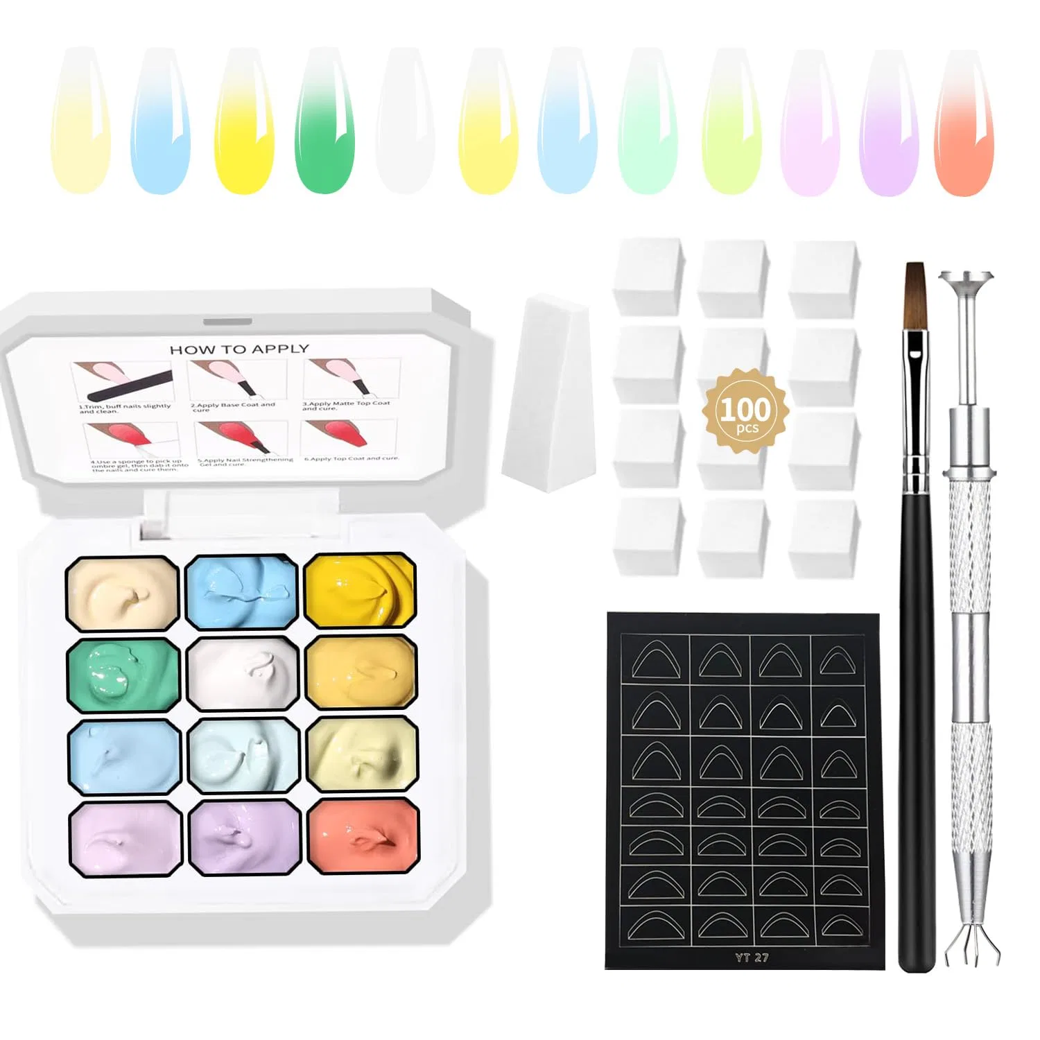 Набор гель-лаков для ногтей Ombre Gel, 12 цветов Aijimei, Set1