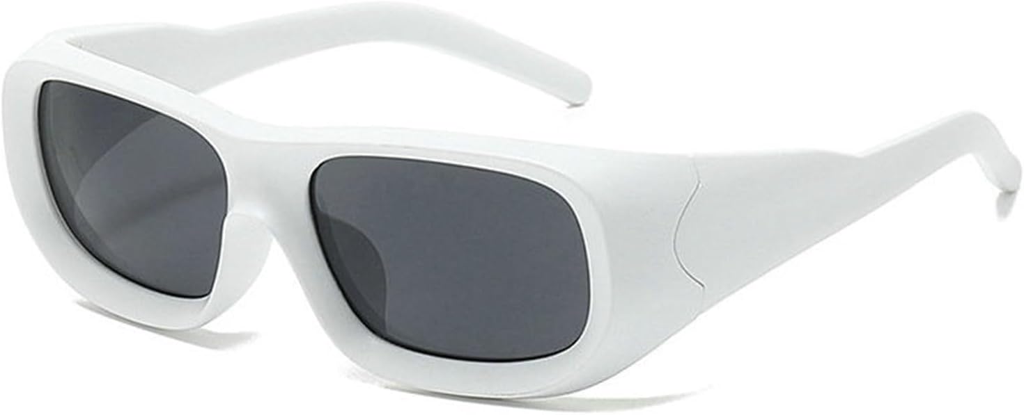 

Солнцезащитные очки Willochra в стиле ретро Y2K, женские «кошачий глаз», модные цветные очки, мужские панк-очки, спортивные многослойные квадратные солнцезащитные очки F27, White