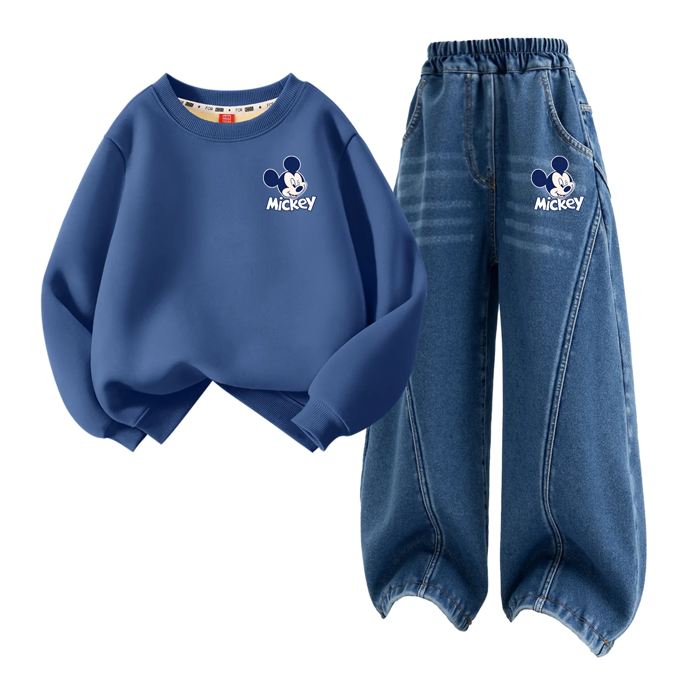 Детский спортивный костюм с воротником-стойкой на флисе Disney, [Thickened and Fleece-Lined]Astronaut K Indigo+Astronaut K Denim Blue — фото 3