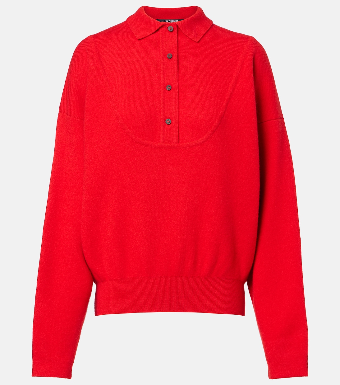 

Свитер-поло из воздушной шерсти и кашемира Jacquemus, красный