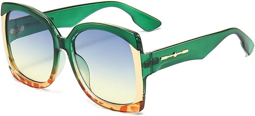 

Солнцезащитные очки для женщин в стиле ретро, ​​винтаж, большие солнцезащитные очки с градиентным переходом цвета, женские солнцезащитные очки HCPIHF, Green Blue Yellow